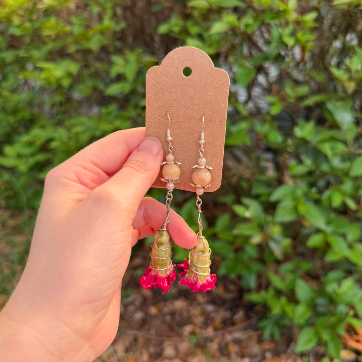 Sunstone Carnation Earrings